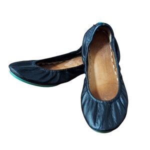 Women's Matte Black Tieks Leather Ballet Flats Size 8